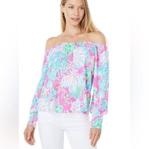 Lilly Pulitzer Lana off shoulder top Seaing Things xs